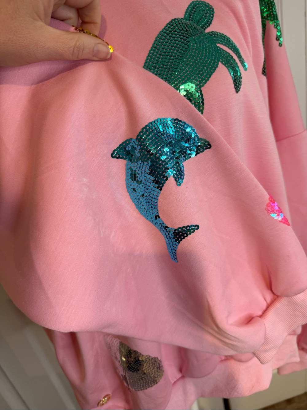 Simply Southern, Pink Sequin Coastal Sweatshirt, Size XL NWT - Picture 5 of 13